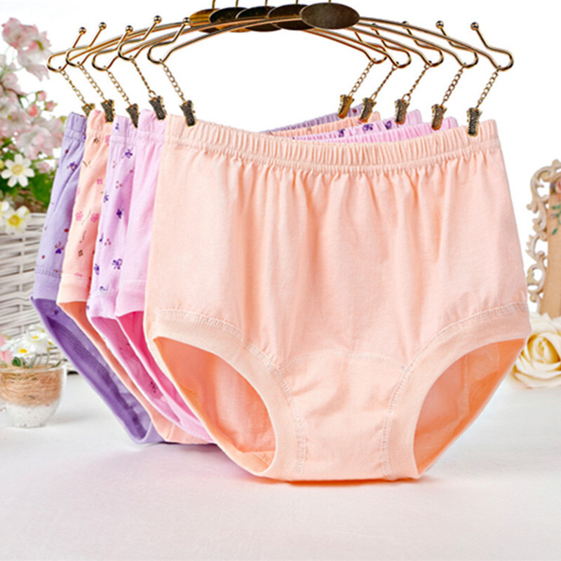3X Women Cotton Panties Middle-aged Elderly Underwear High Waist Brief Underpant