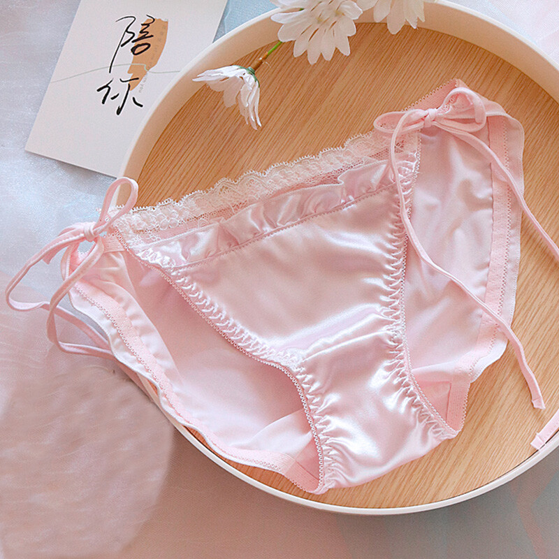 Lolita Girls Faux Satin Strappy Panties Briefs Low Waist Lace Underpants Sexy