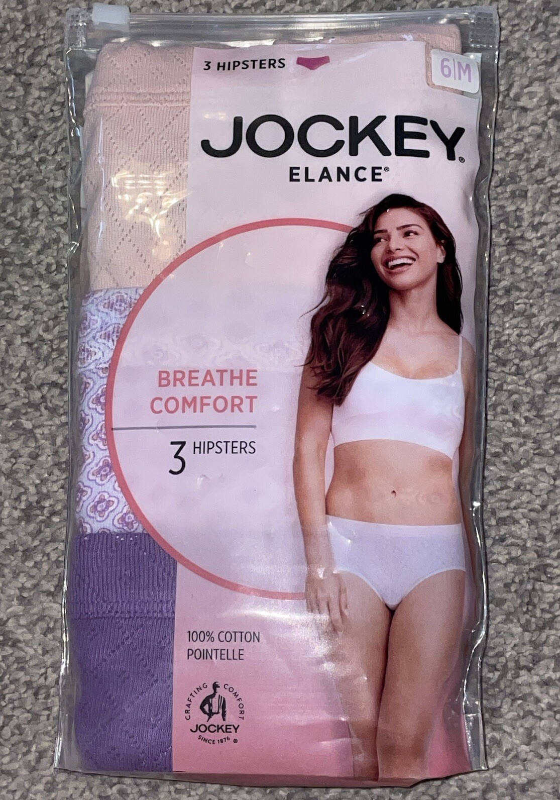 NEW Jockey Elance Women’s Size 6 Medium Underwear Hipsters Panties 3 Pack Purple