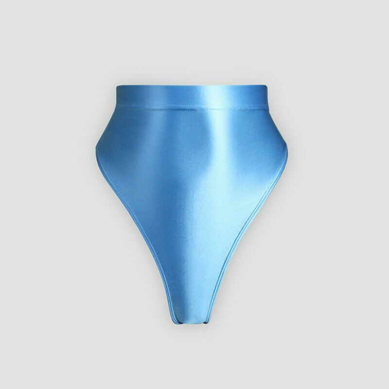 Women Sexy Shiny High-Waisted Panties Glossy Gymnastics Briefs Inner Outer Wear
