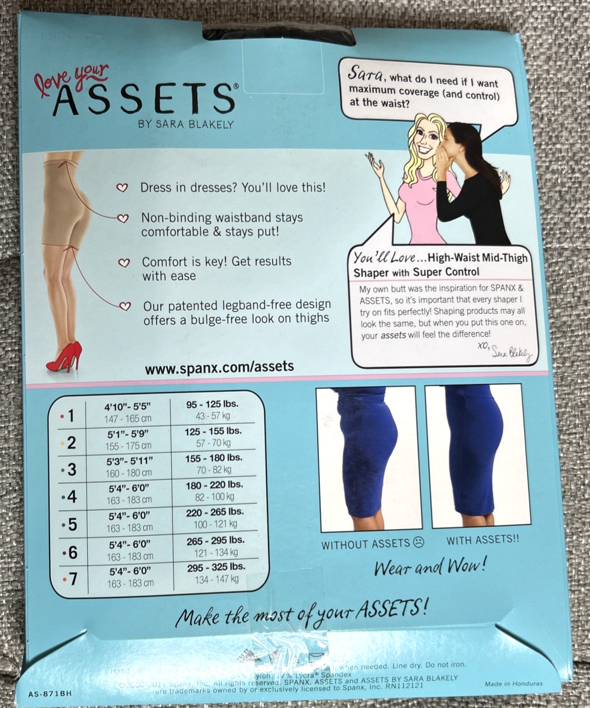 Assets by Spanx Shapewear Short High Waist Mid Thigh Size 6 Black Color NEW