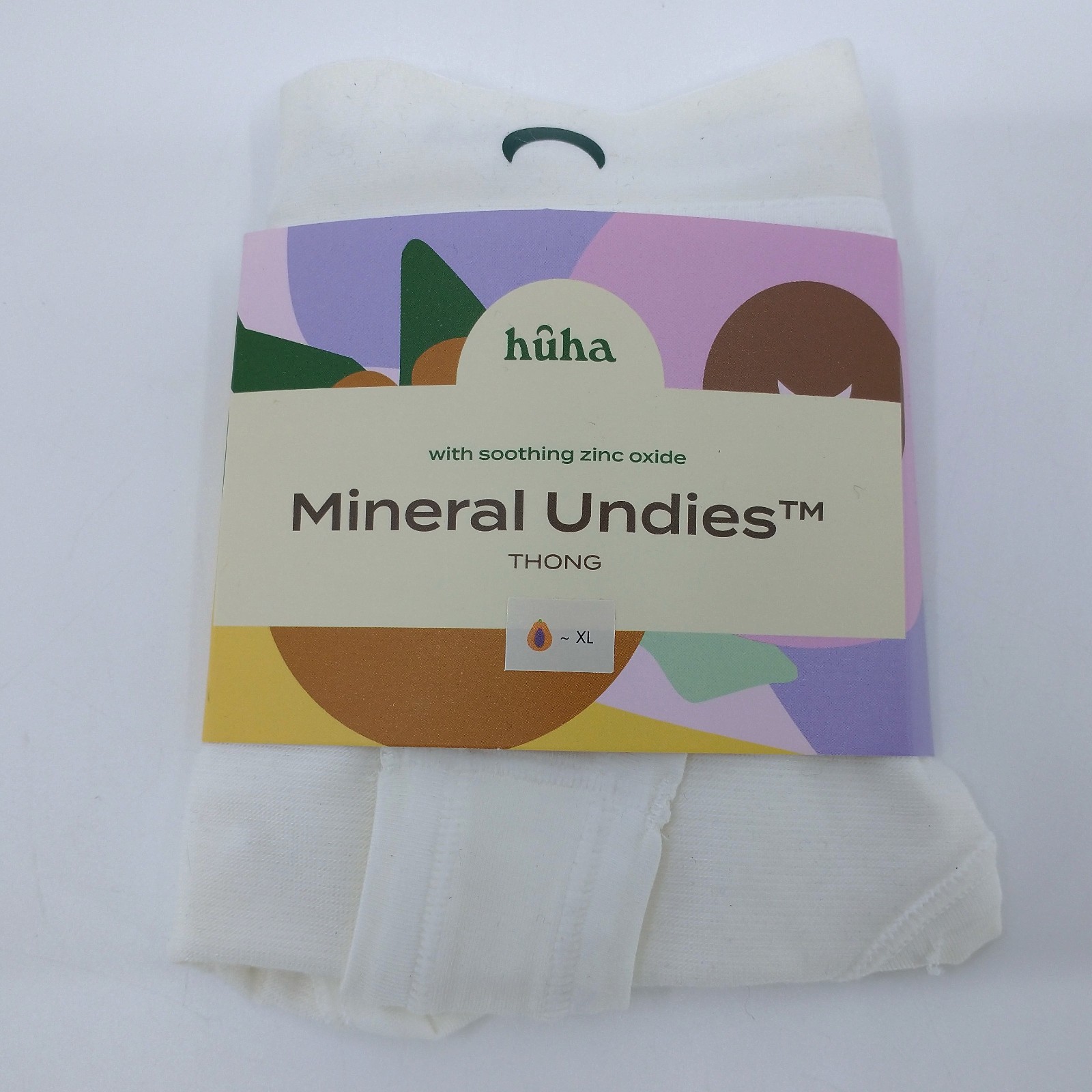 Huha Mineral Undies Thong Size XL Undyed White Zinc Oxide