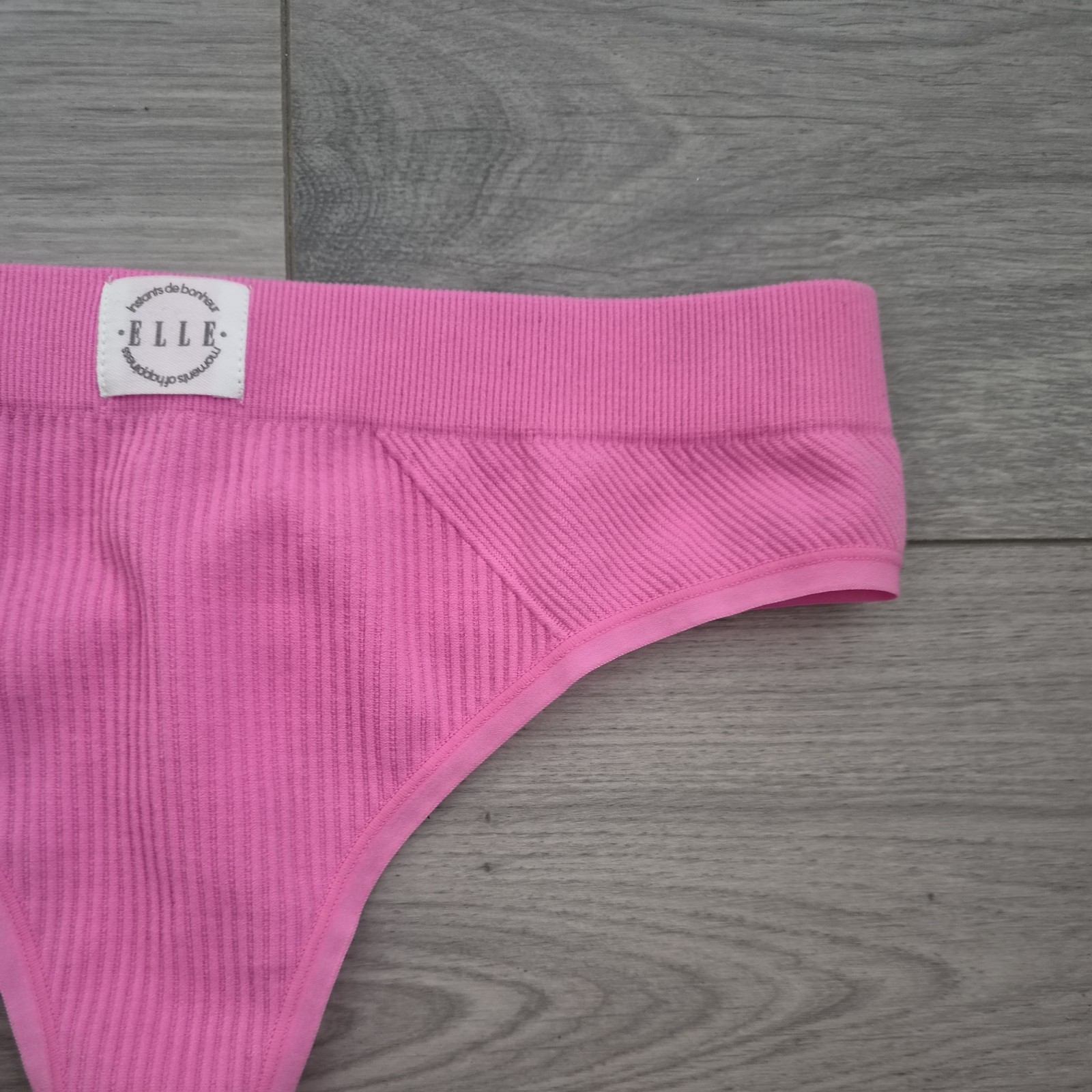 BNWT Elle Bright Pink Ribbed Thong Size Small 6-8