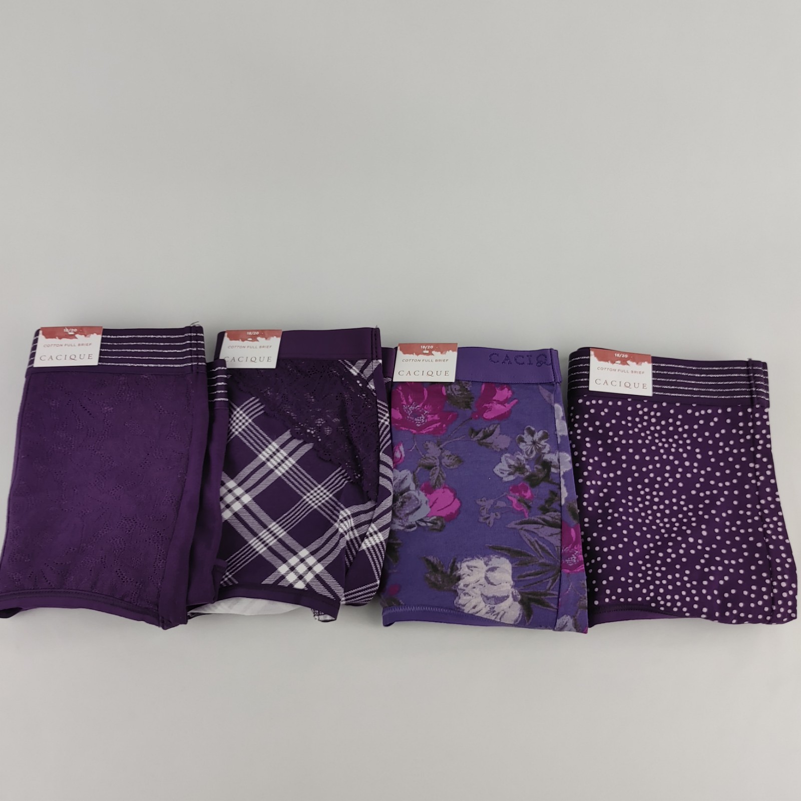 LOT OF 4 LANE BRYANT CACIQUE COTTON FULL BRIEF PANTIES PANTY 18/20 PLUS PURPLE B