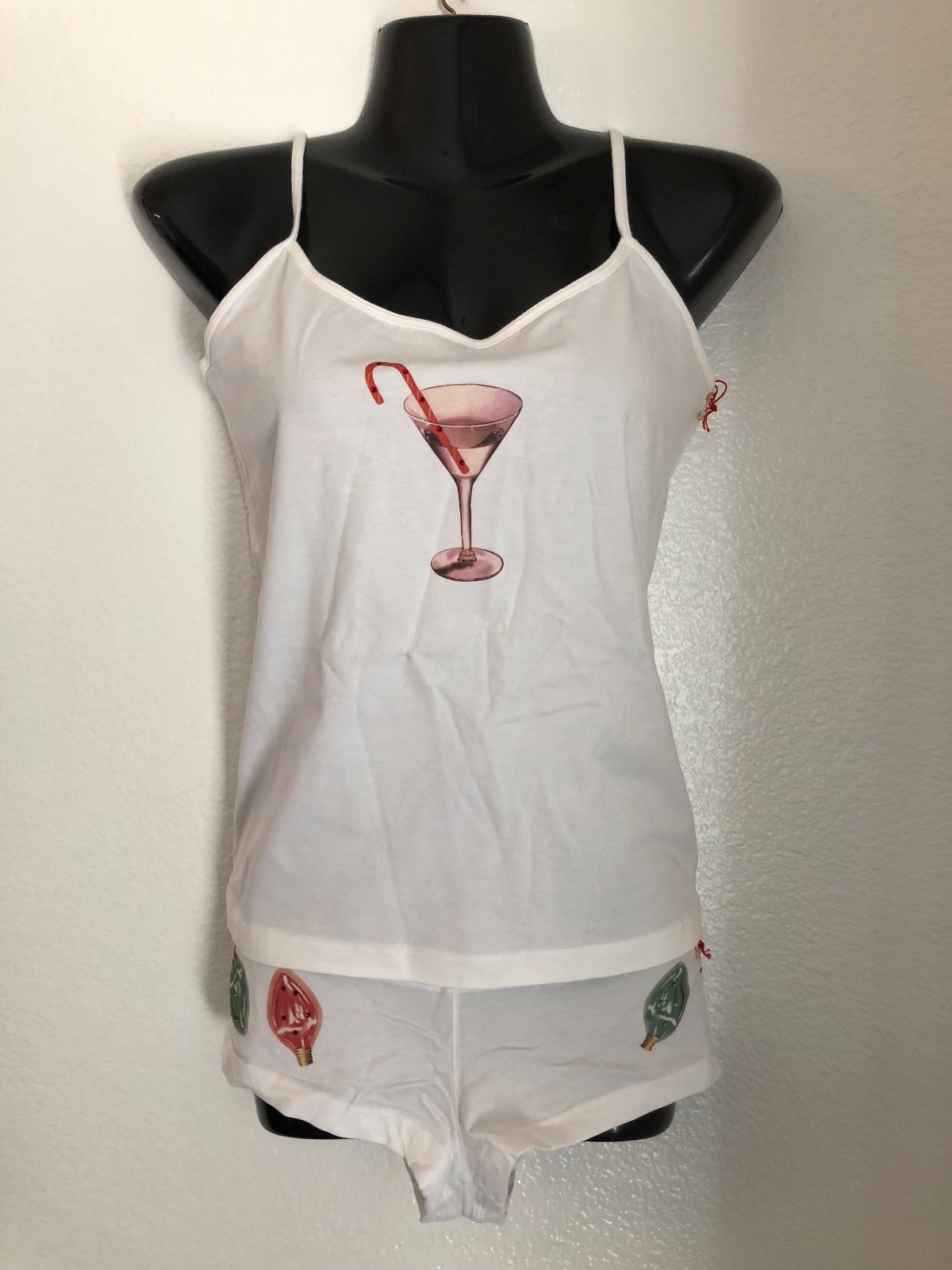 AMERICAN APPAREL CUSTOM PRINT TANK & PANTY SET CHRISTMAS MARTINI SZ M
