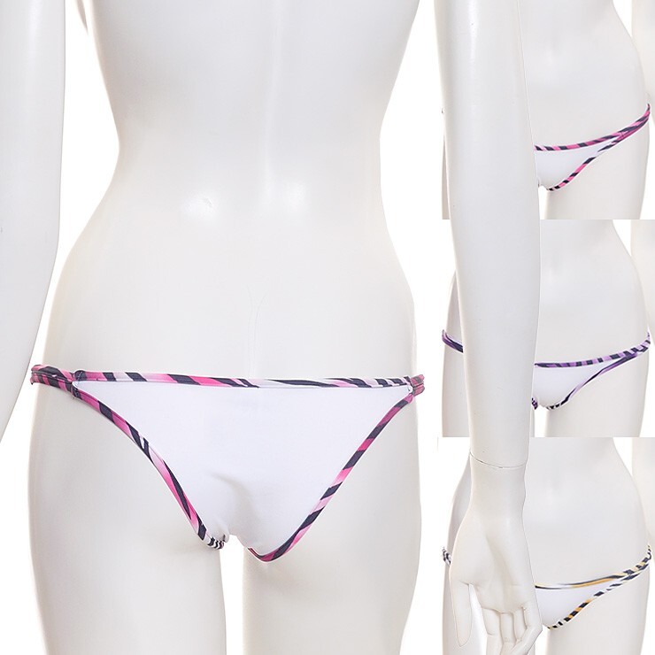Japanese Tiger pattern edging Low-Rise Cheekini Panties White made in Japan L833