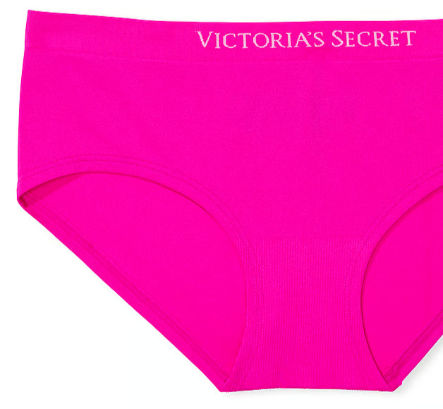 XL Brt HOT Fuchsia Pink Seamless LOGO Victorias Secret Hipster Hiphugger Panty