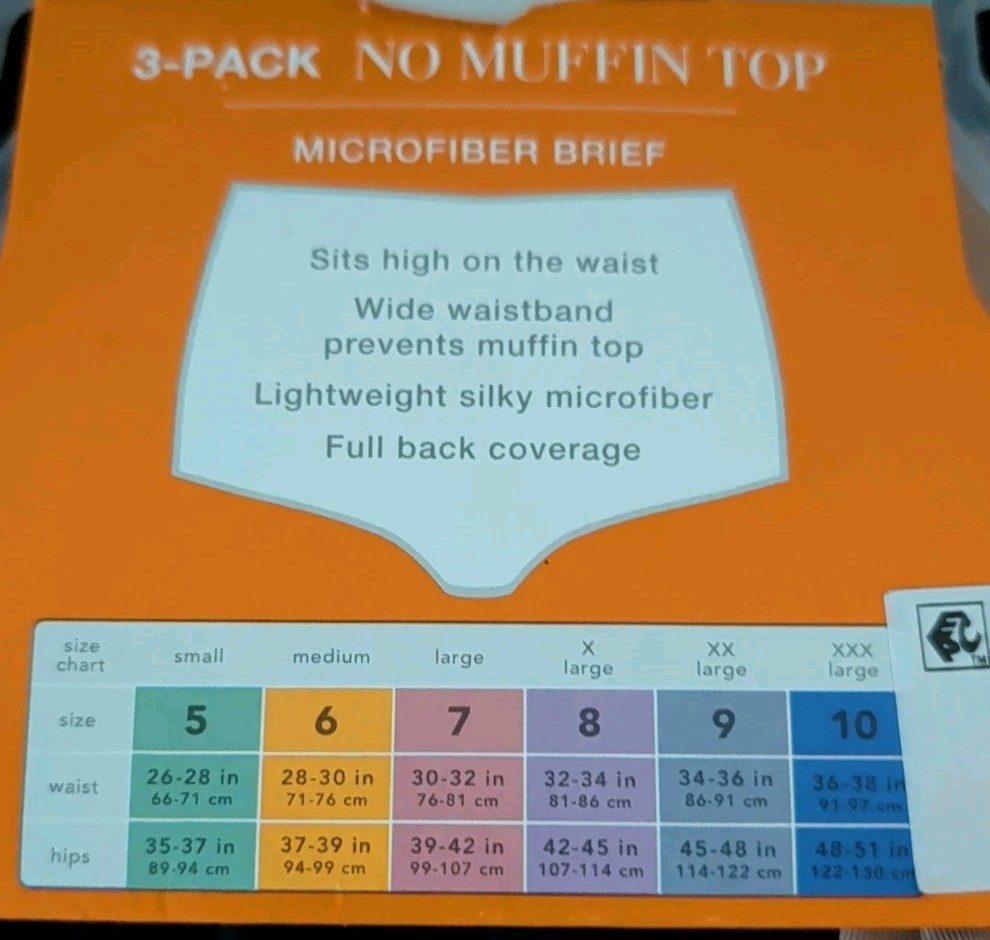 Warner’s Womens No Muffin Top Microfiber Briefs 3 Pack Size 5