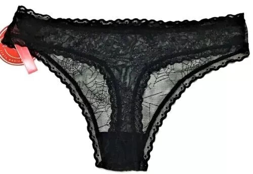 large – NWT Splendies black mesh thong panty spiderweb Halloween $12 tag (d236)