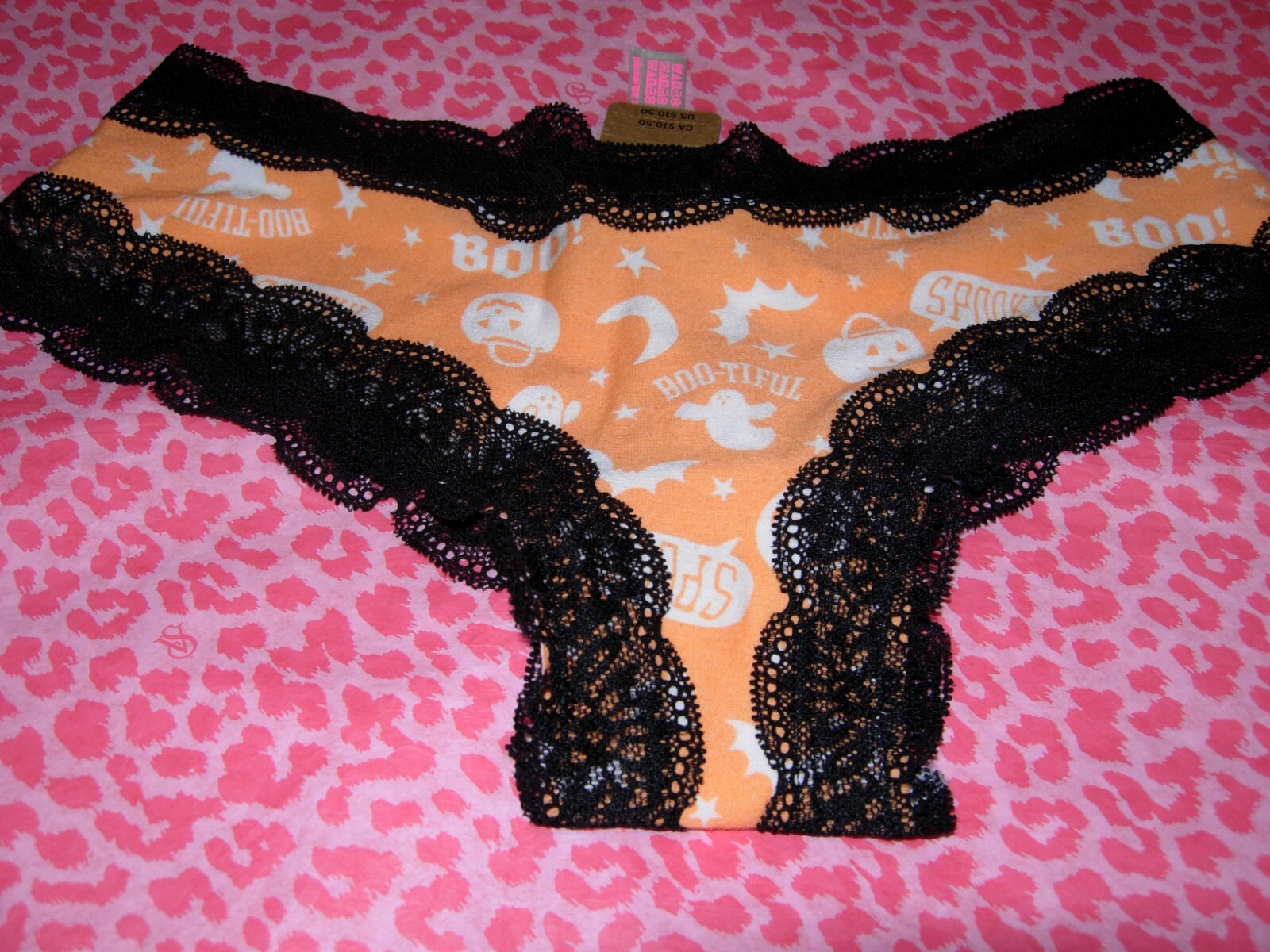 Victoria Secret PINK Cheekster Cheeky Lace Trim Halloween Ghost Pumpkin XS S XXL
