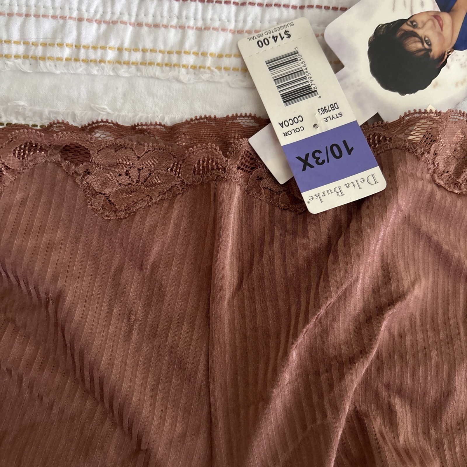 VTG NWT Delta Burke Womens Lace Hipster Panties Brown Size 10 3X