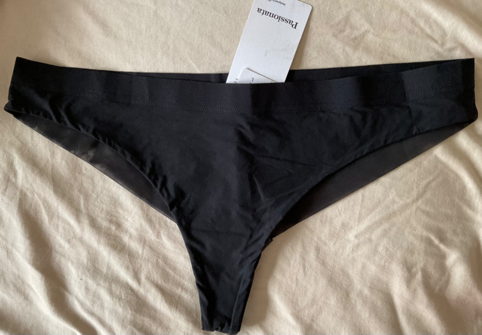 Passionata – Black High Leg Style Knickers Fine Mesh Back Size Large – BNWT