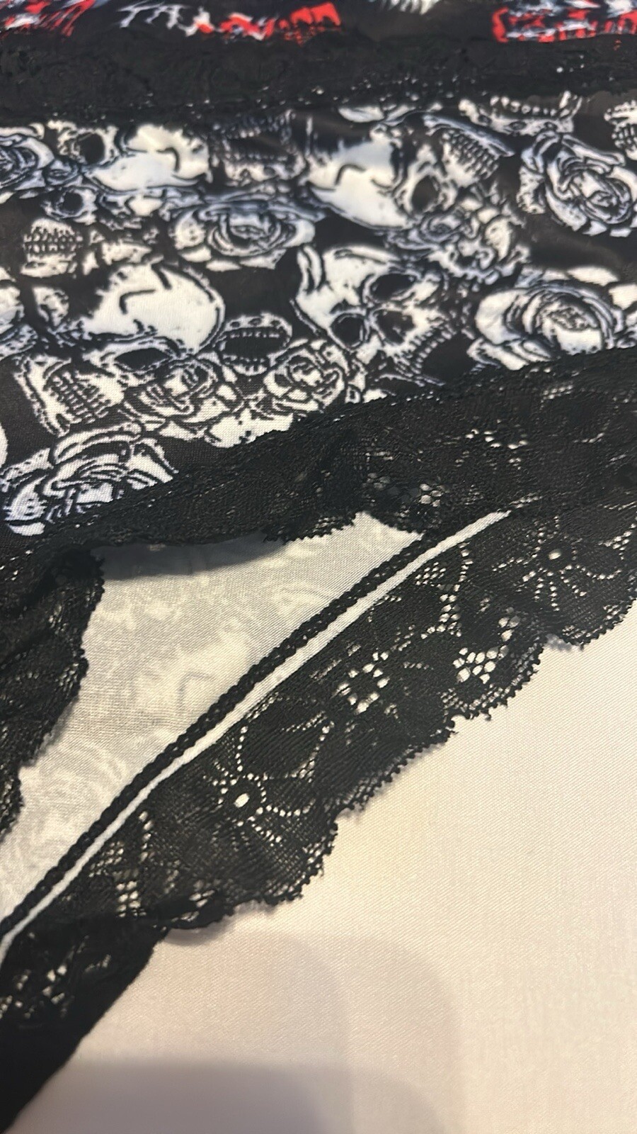 Morvia 3pk cheeky goth Emo panties Small Size skull Skeleton Lingerie Lace