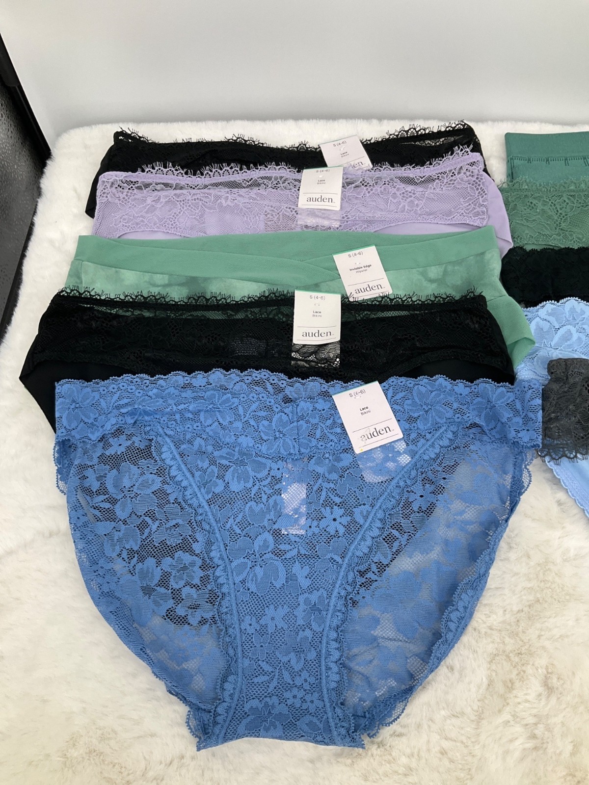 Auden 11-pr size Small 4-6 bikini panty lot—no seam, Lace, Cotton, Hipster NEW