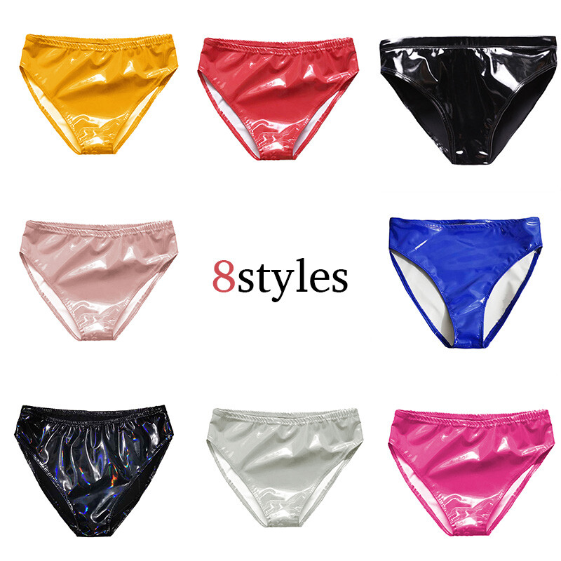 PVC Leather Womens High Waisted Booty Shorts Brief Latex Liquid Nightclub Panty