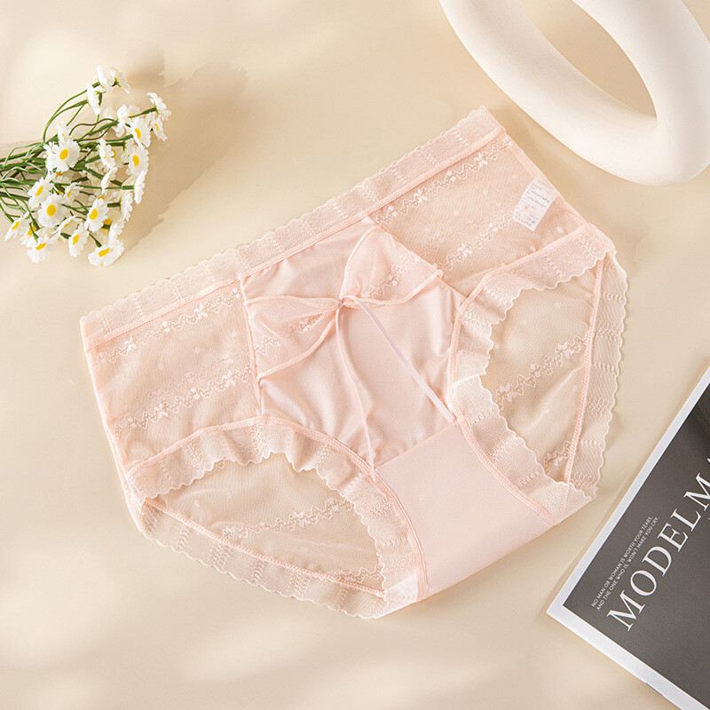5 Pack Lot Sexy Womens Satin Panties Briefs Sheer Cute Bow Underwear Lingeries
