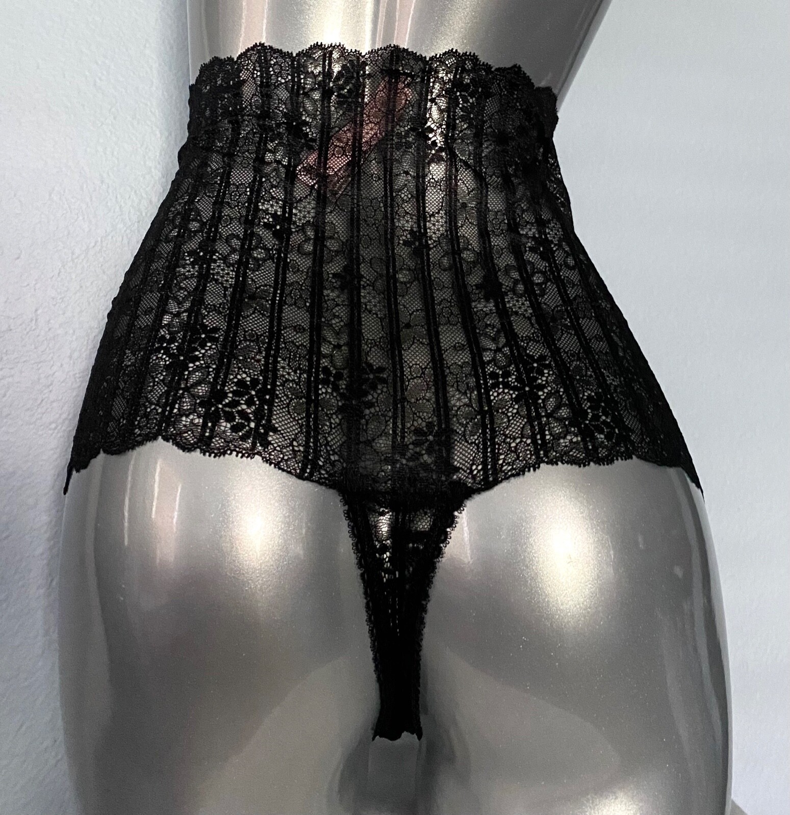 Victoria’s Secret Thong Panty Sexy Stripe Lace Black High Rise Waist XS S M XL