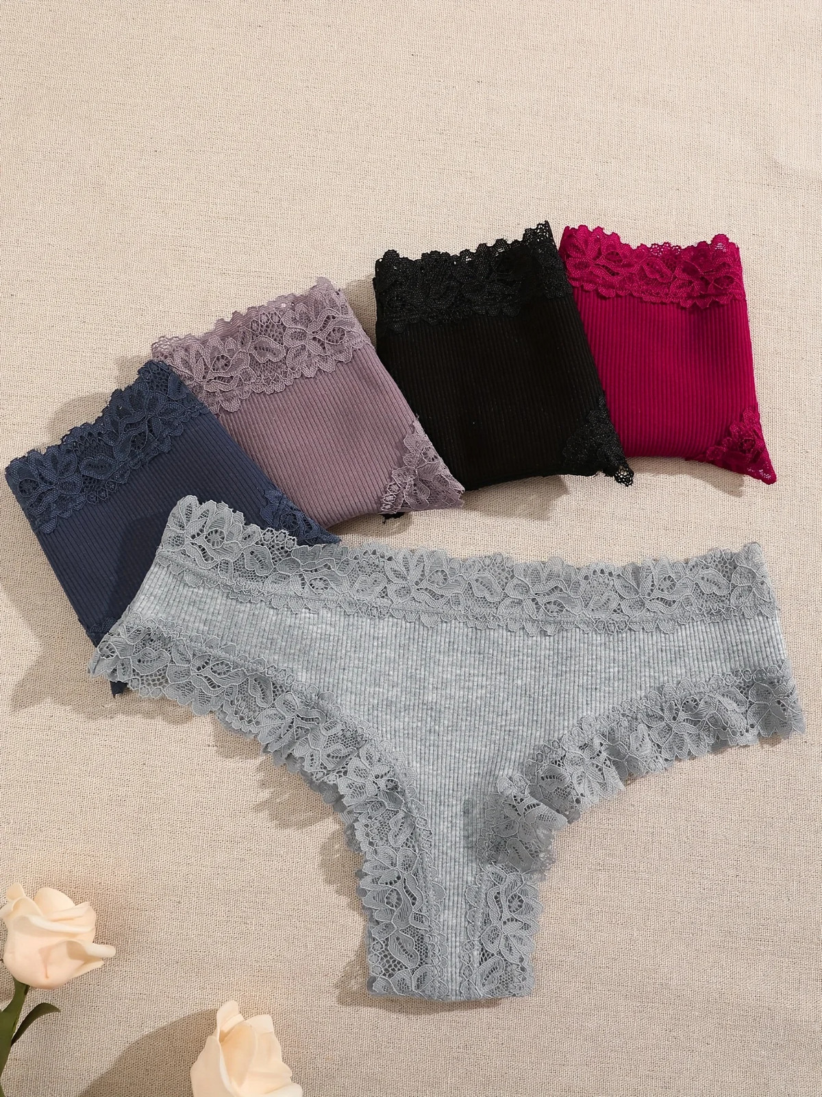 Cotton Lace Panties Women’s Low Waist Brazilian Bikini Briefs Soft 10 Pcs