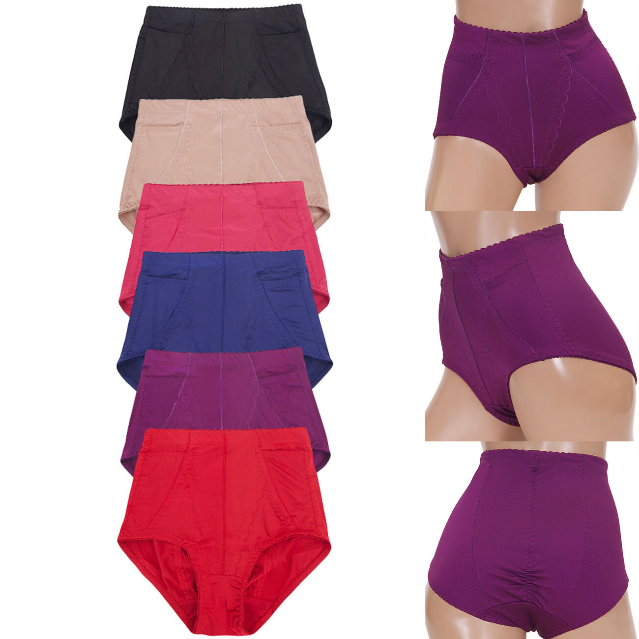 12 pack JENNIFER Women’s Stretch Tummy Control Front Pocket Girdle Panty