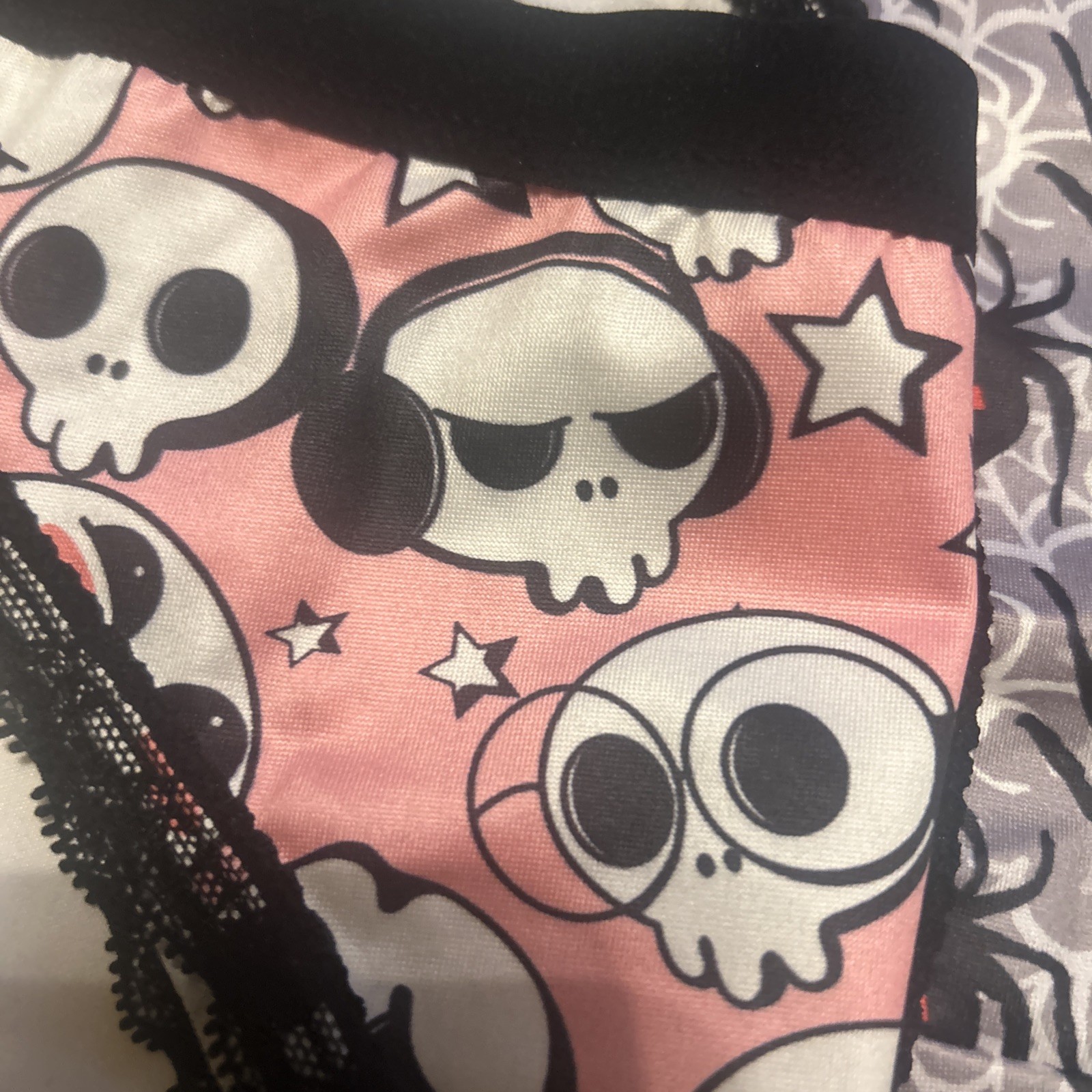 Morvia 3pk lace trim bikini goth Emo panties XL skull & Spider Lingerie