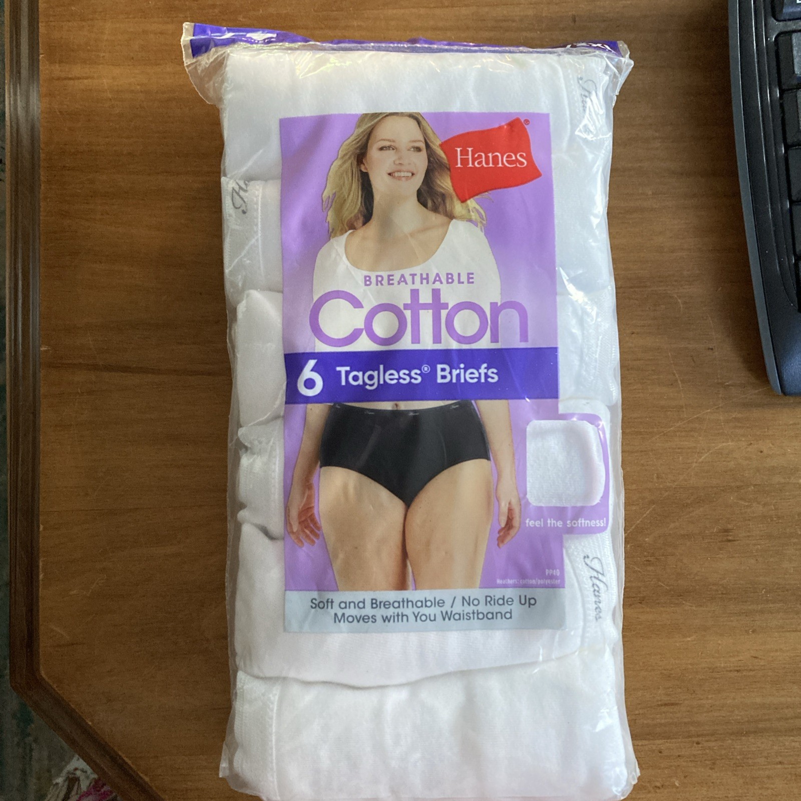 6 Hanes Women’s Briefs Underwear Size 9 2XL Tagless 100 Cotton Solid White
