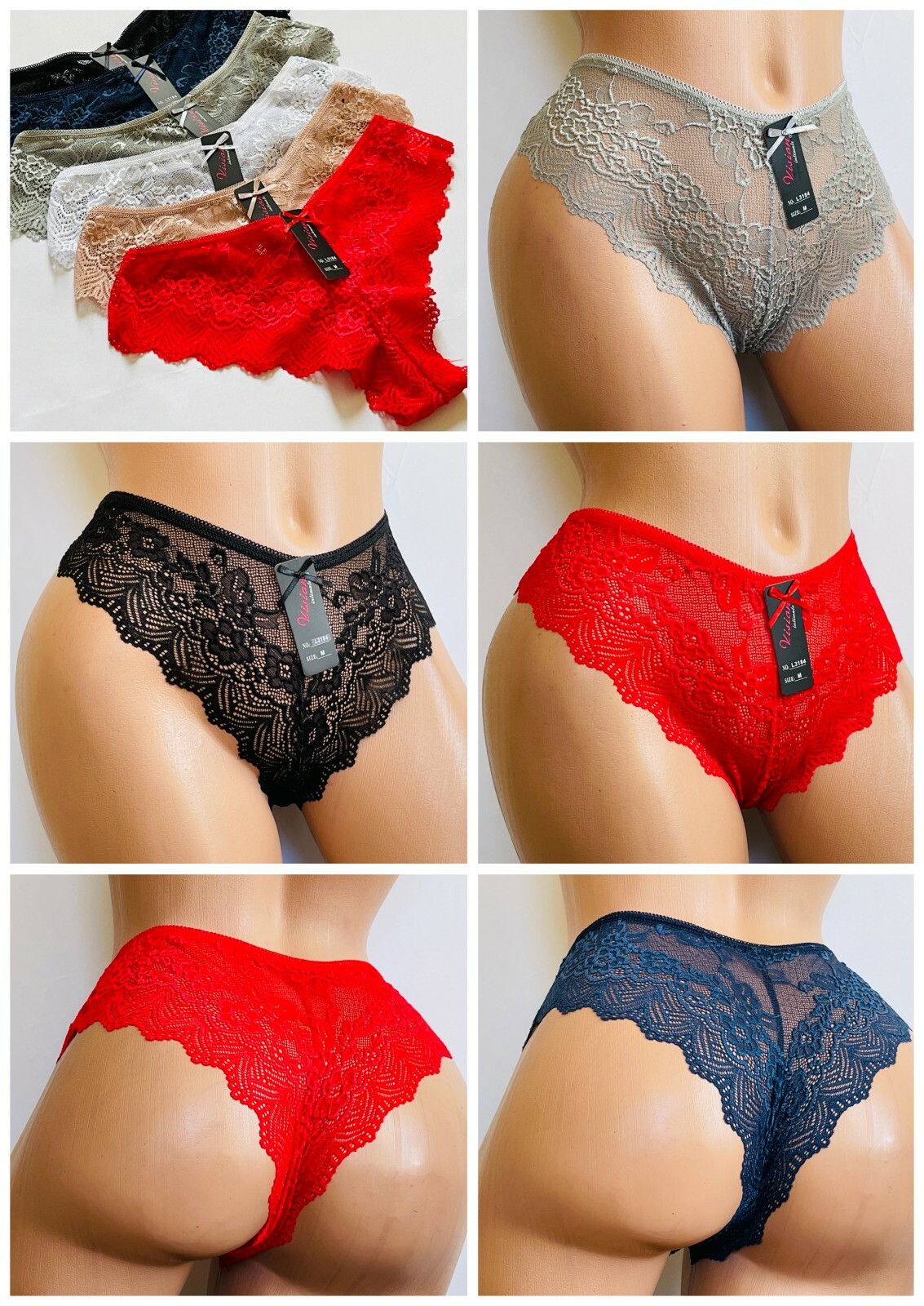 3/6 Pack Women Sexy Lace Underwear Panties Brief Bikini Knickers Thongs G-string