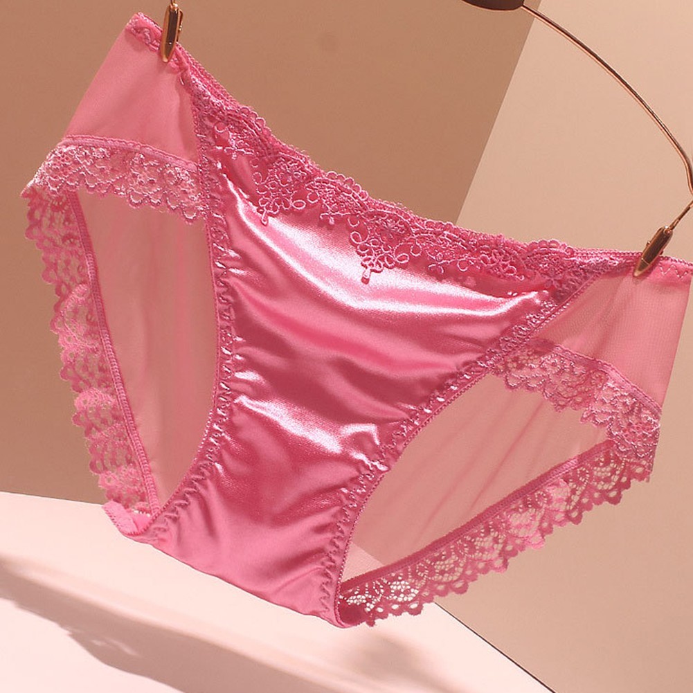 Satin Soft Underwear Lightweight Breathable Sexy Briefs Traceless Knickers