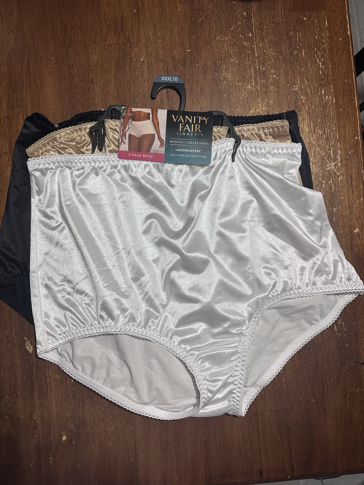 Vanity Fair Radiant Undershapers Brief Panties 3 Pack 3XL/10 Black Beige White