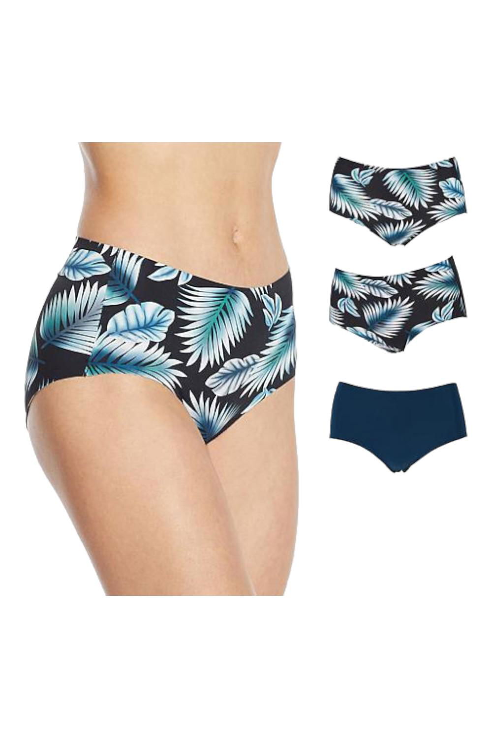 Rhonda Shear 3-pack Set Invisible Body Brief Tropical/Black/Blue