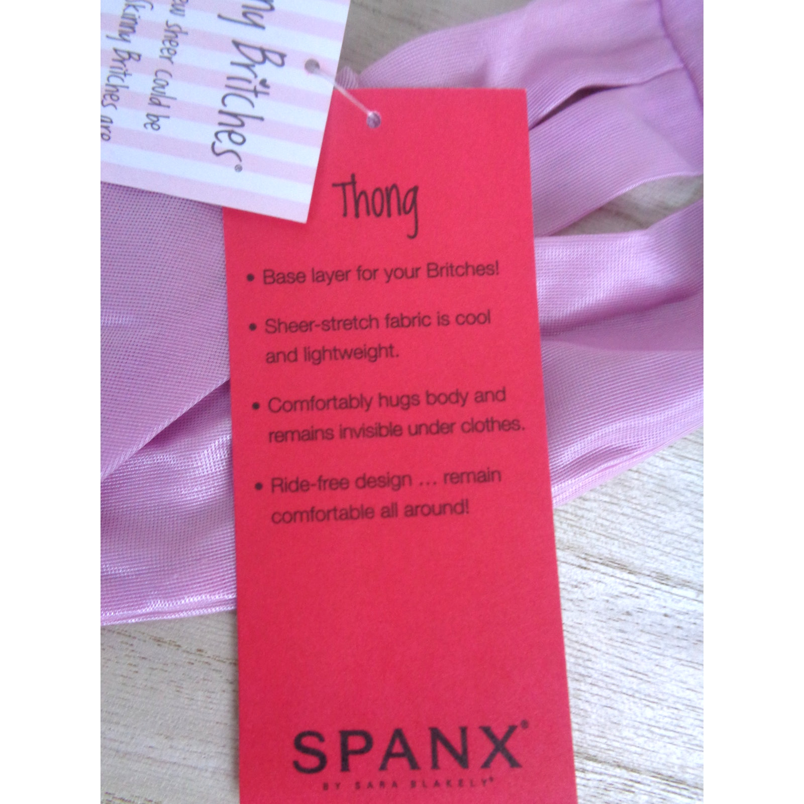 Spanx Thong L/XL Skinny Britches Sheer Shaping Everyday Thong Panties Pink
