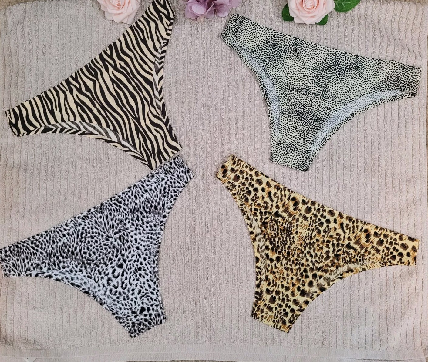 RETRO CHIC 4 Pair Large SeXy Slinky Animal Tanga Polyamide Panties nifp