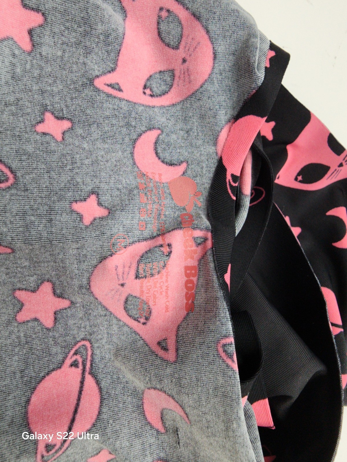Cheek Boss Womens Size Medium Black Cat & Space Cheekies Panties & Bra Set
