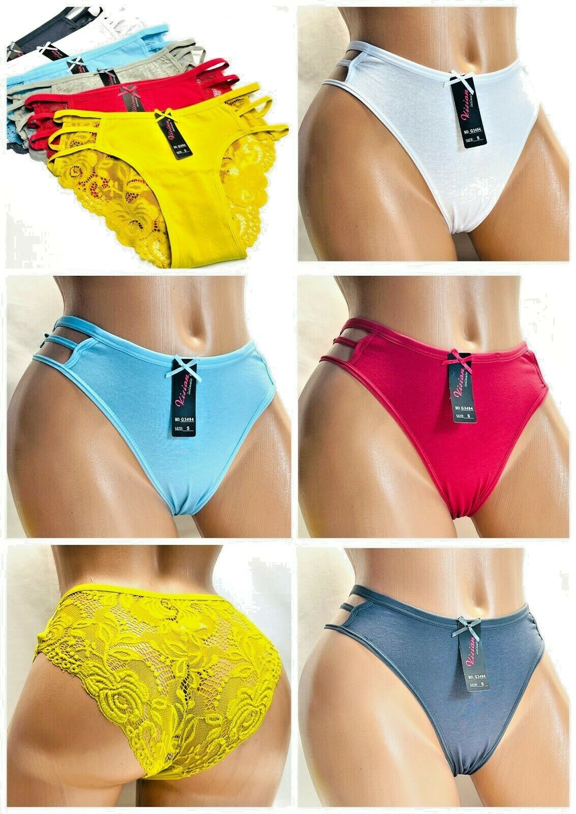 6-12 Bikini cheeky Hipster WOMEN’S Lace UNDERWEAR STRAP Panties Undies 3494 S-XL