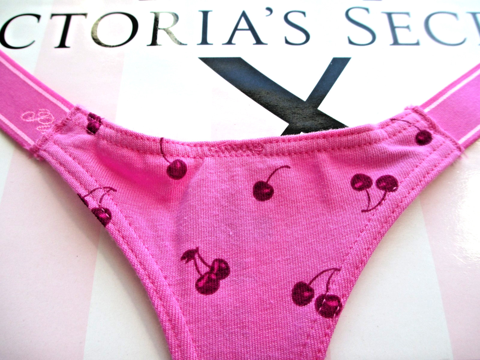 VICTORIA’S SECRET PINK Cotton Micro Thong Panty S M L Cherries NWT FREE SHIP 4+