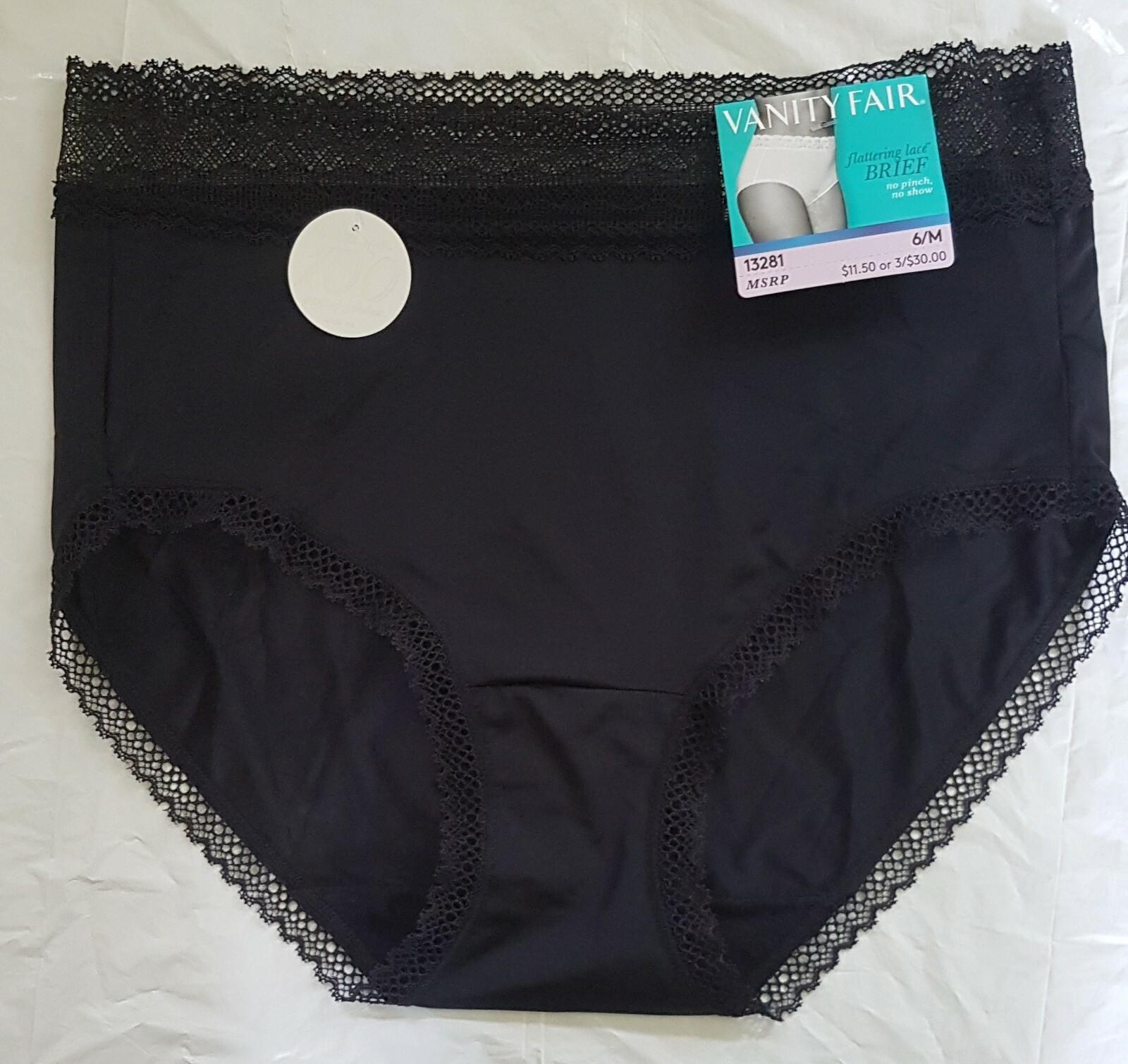 NWT Vanity Fair Flattering Lace 13281 Brief panty panties 6 M 7 L 8 XL 9 2X CLRS