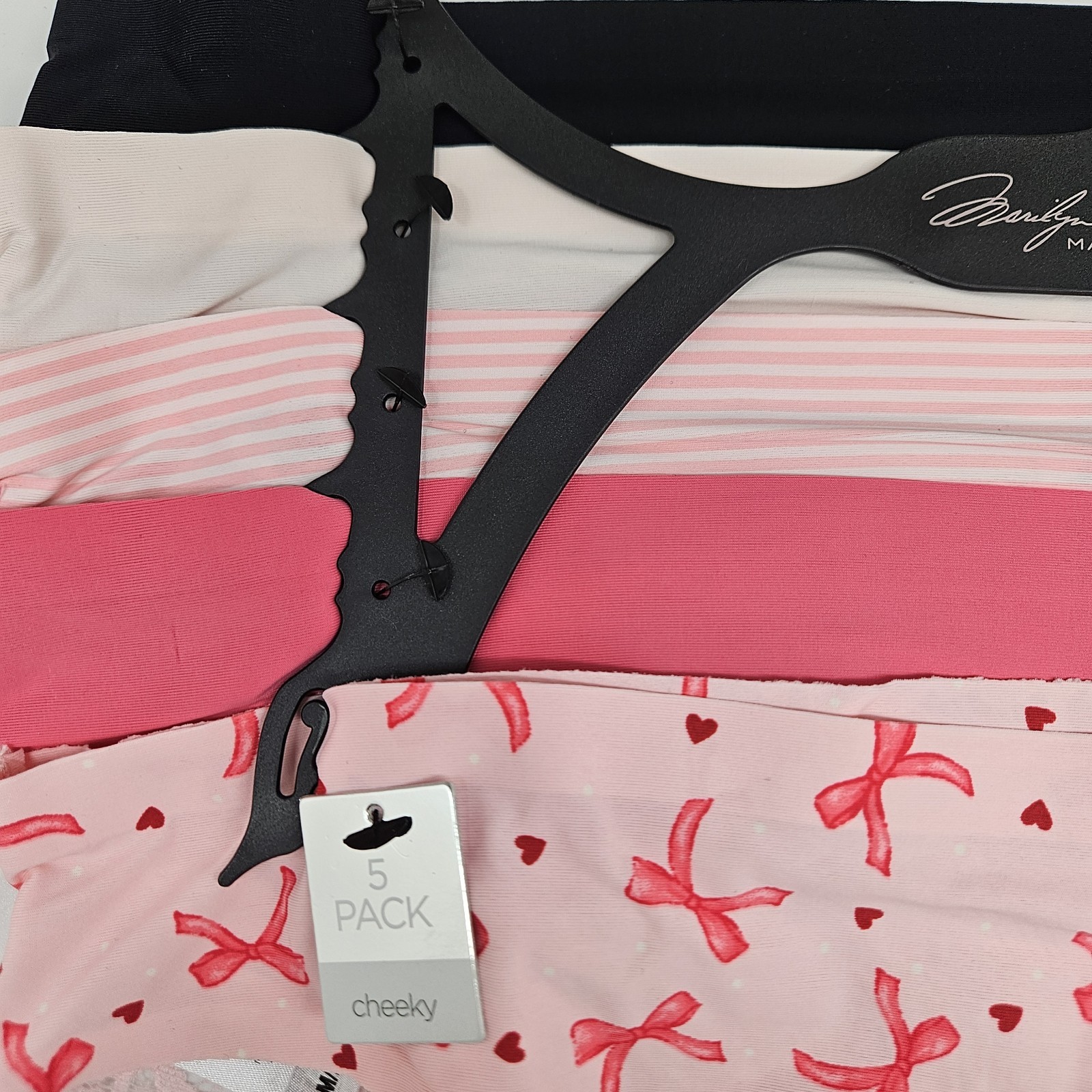 MARILYN MONROE 5 Pack Women’s S M XL Cheeky Lace Nylon Panties Black White Pink