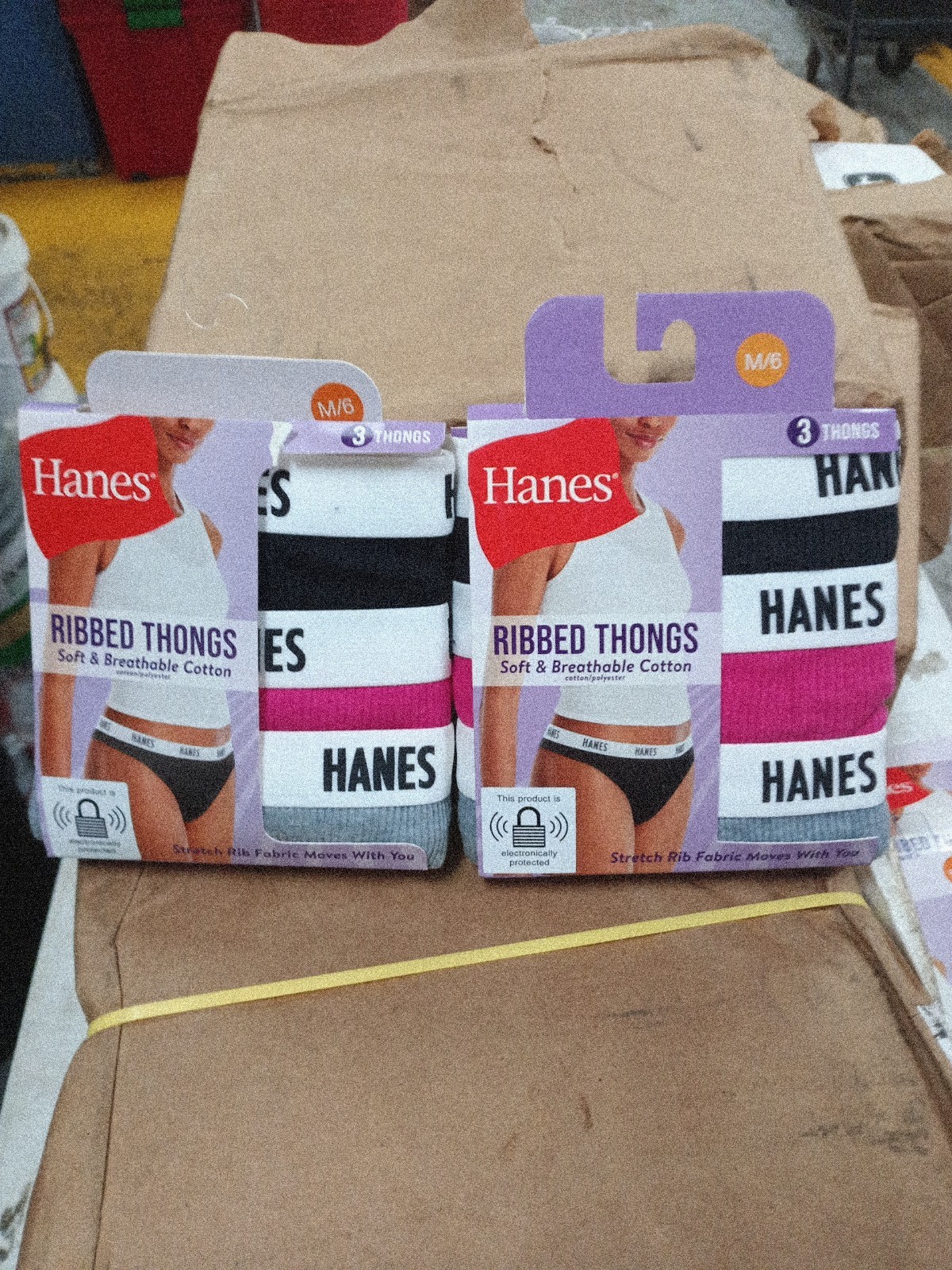 2 Pack, 3 Each, 6 Total, M/6 Hanes Women’s Ribbed Cotton Thong , 223