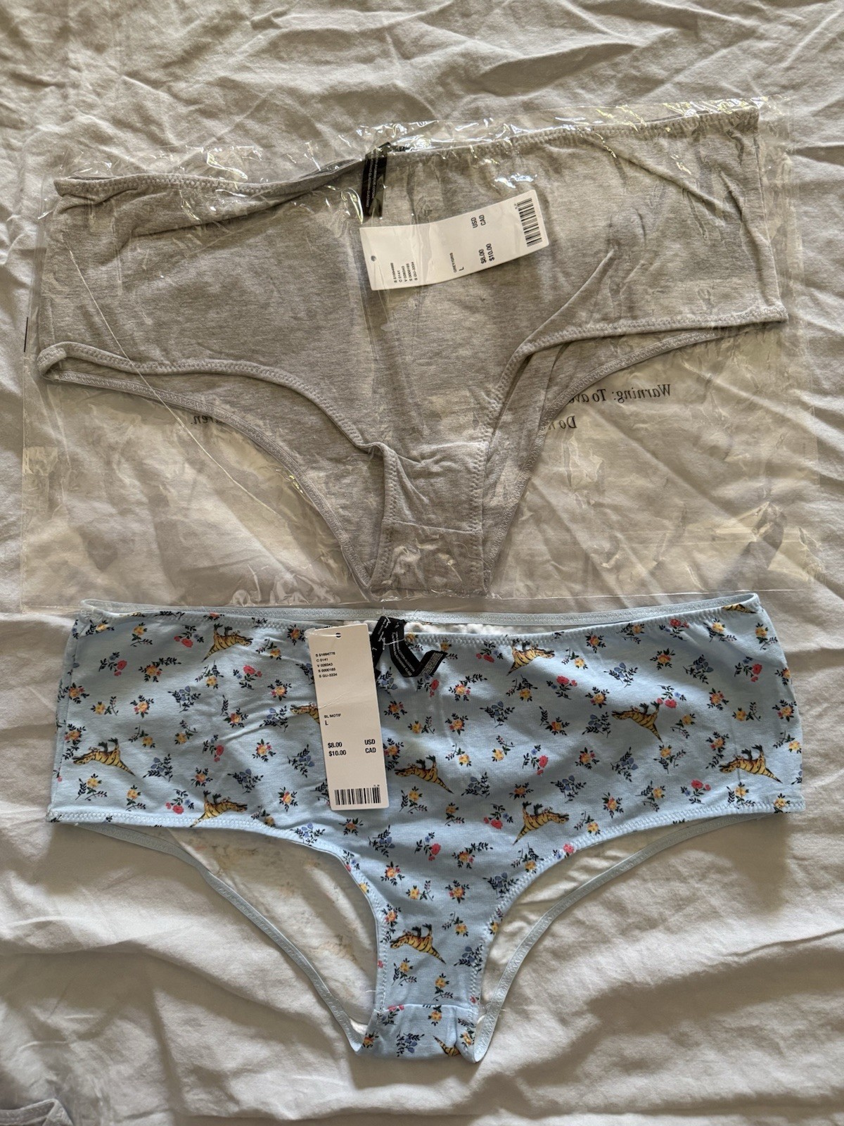 Lot 1 Set Of Two Women’s Out From Under Dino And Grey Set Boy Shorts Panties L