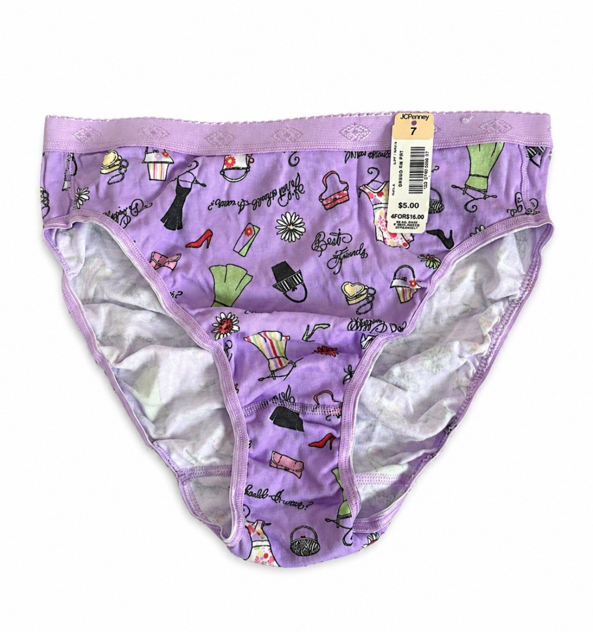 Vintage Delicates Whimsical Panties Hi-Cut Brief Cotton Sz 7 NOS