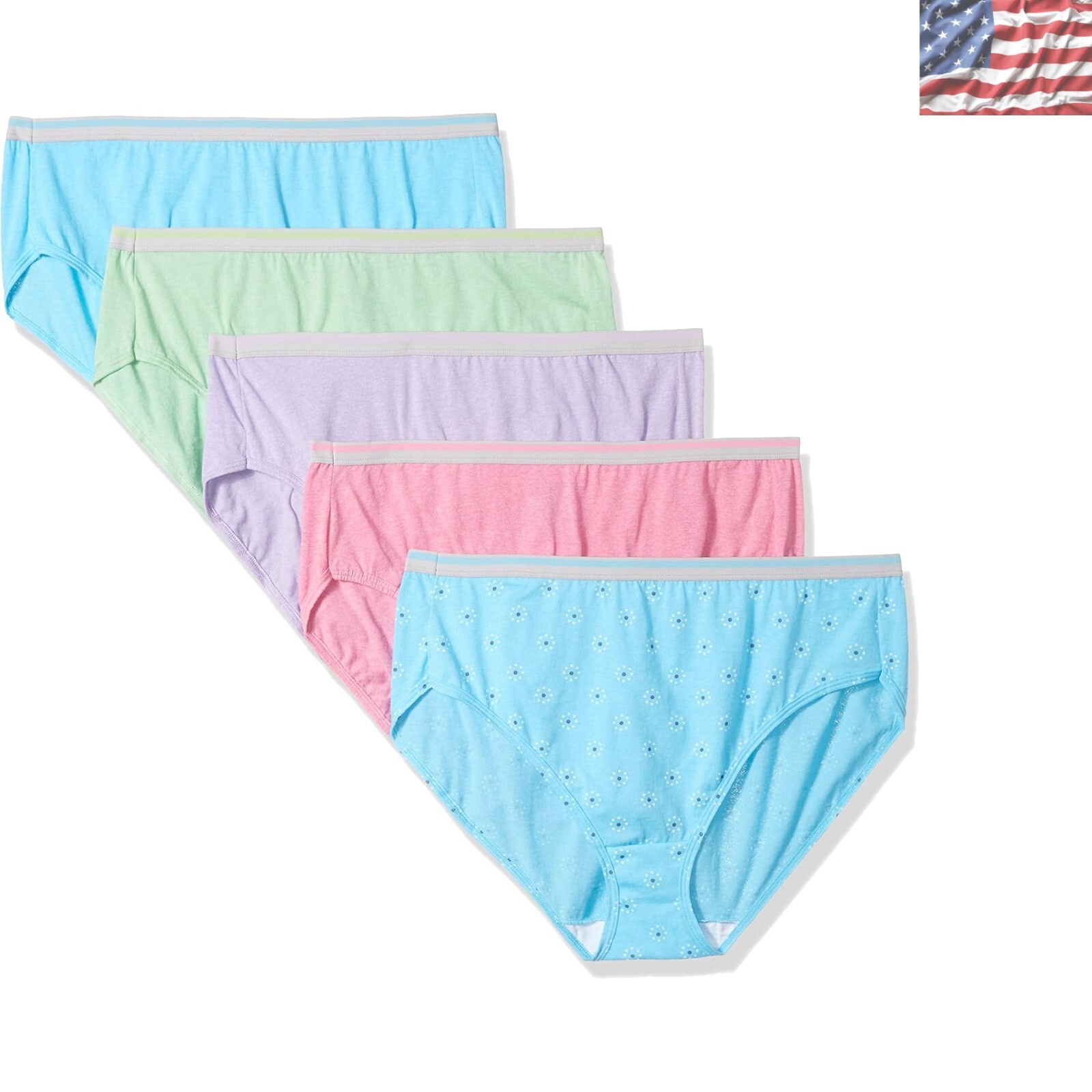 Fit for Me Women’s Plus Size Microfiber Hi-Cut Panties 5 Pack in Assorted Colors