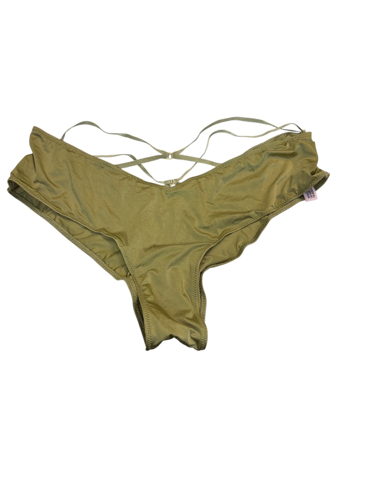 Victoria’s Secret Satin Cheeky Panty Moss Green Strappy Back & Ring NWT