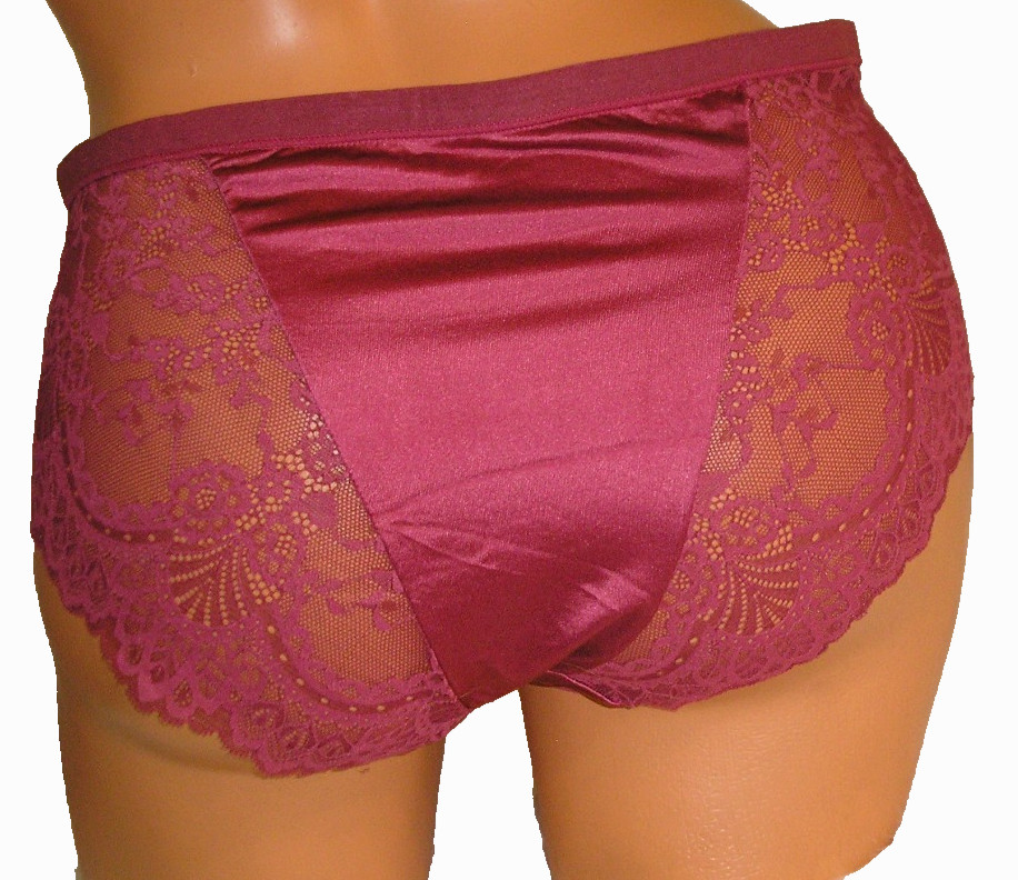 Panties Lingerie Red Wine Lace Hi Cut Brief XXL Adult Gift