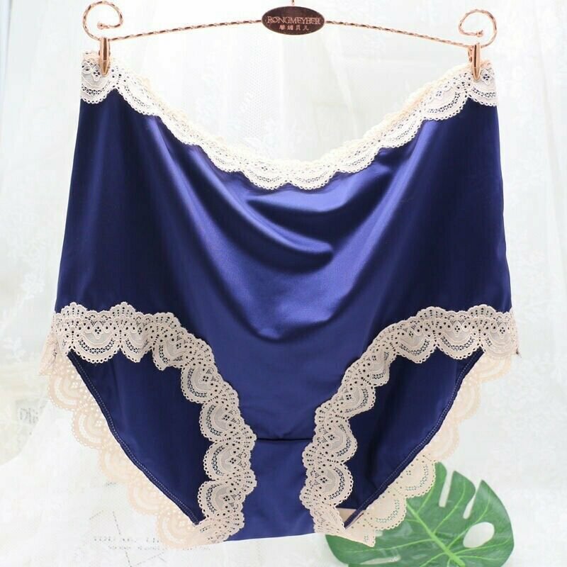 Boxer Women Silky lace edge Knicker High Waist comfortable Satin Briefs Ladies