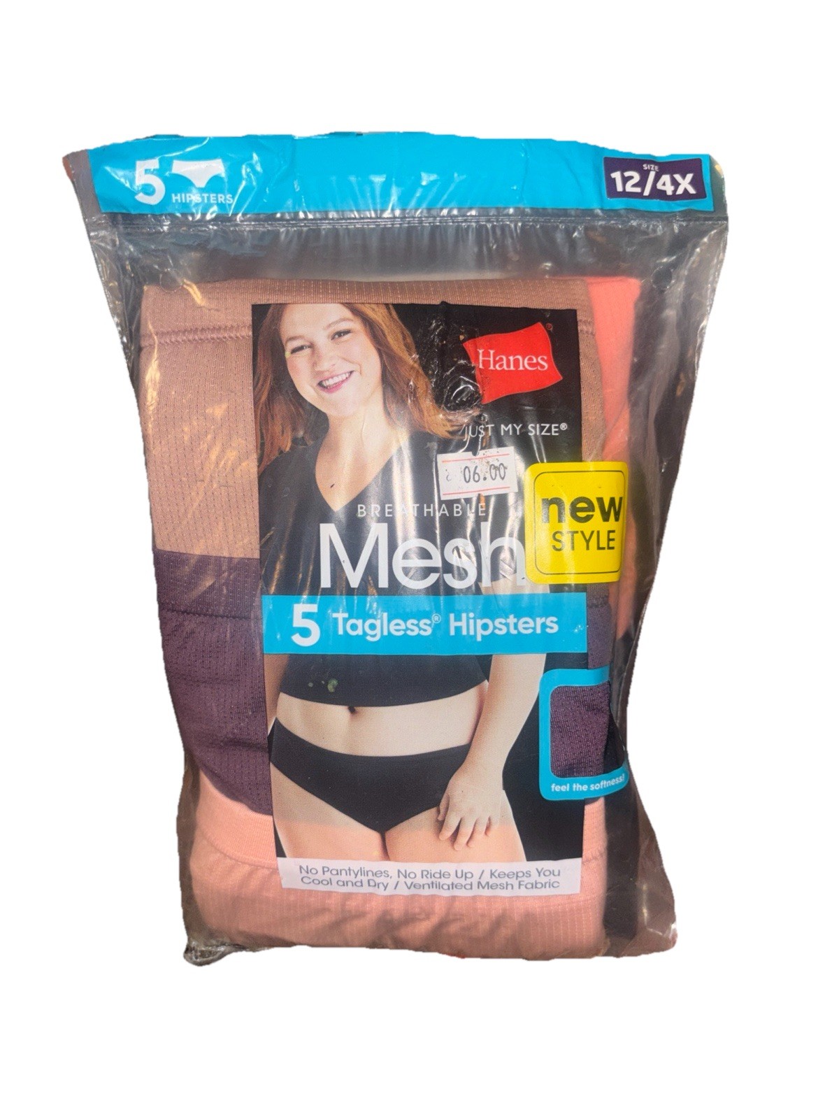 Hanes Just My Size Mesh Hipsters Tagless Peach Purple Tan Orange Blk 12/4X
