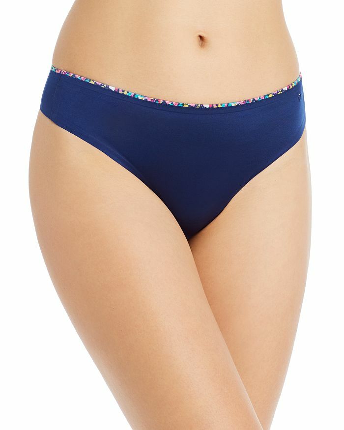 Jason Wu Womens Size Large Bemis Basics Thong In Estate Blue Floral Trim $20 978