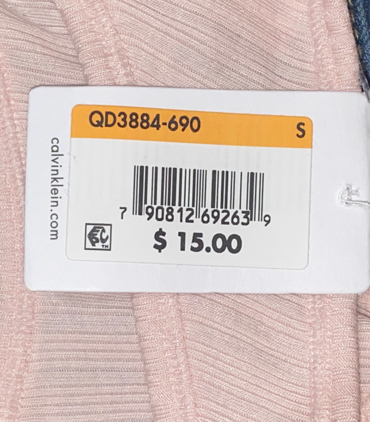 CALVIN KLEIN Ribbed Cotton Modal Barely Pink Thong Panty Womens XS 4 S 5 M L XL