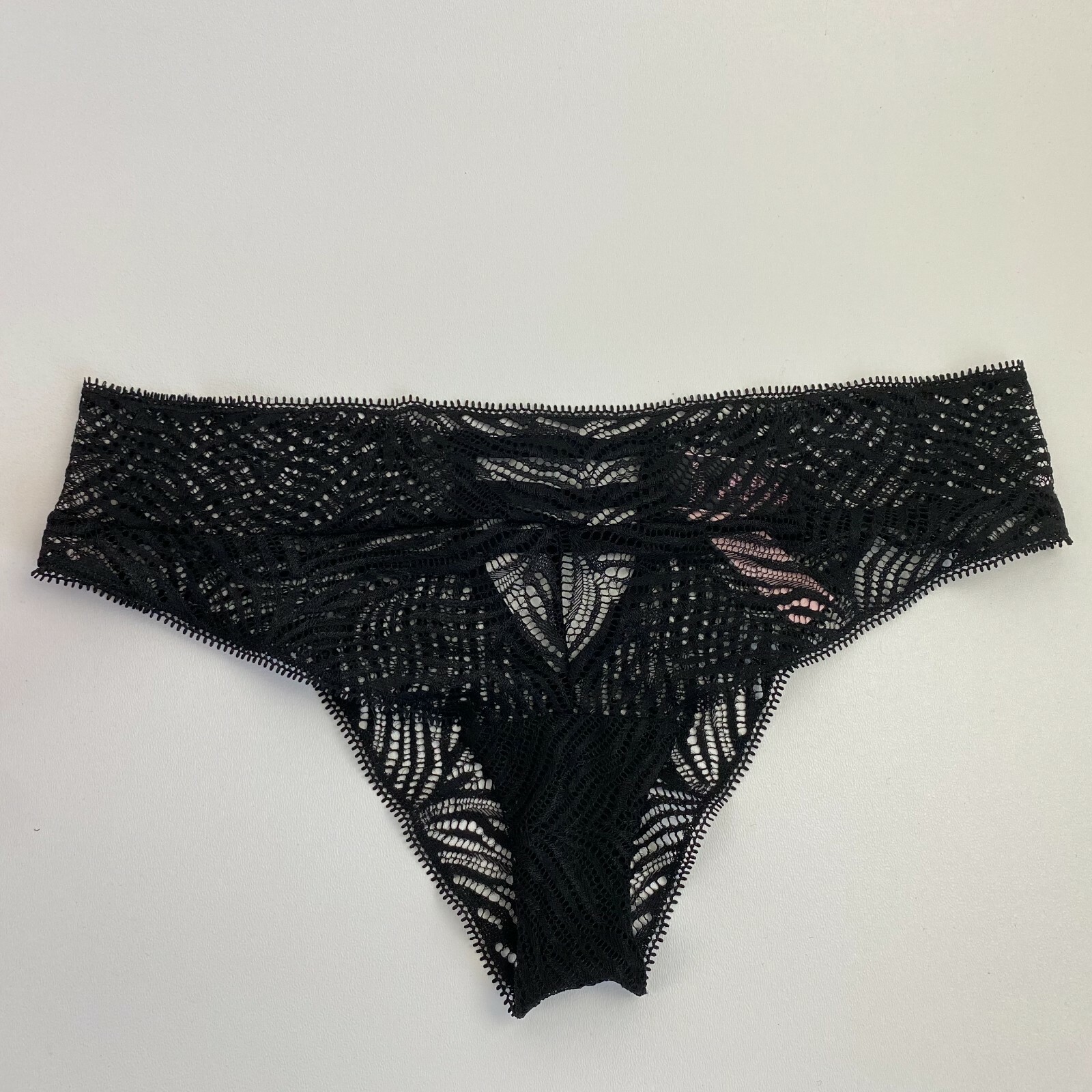 Victoria’s Secret Lace Zebra Pattern Tanga Panties Black Size S NWT