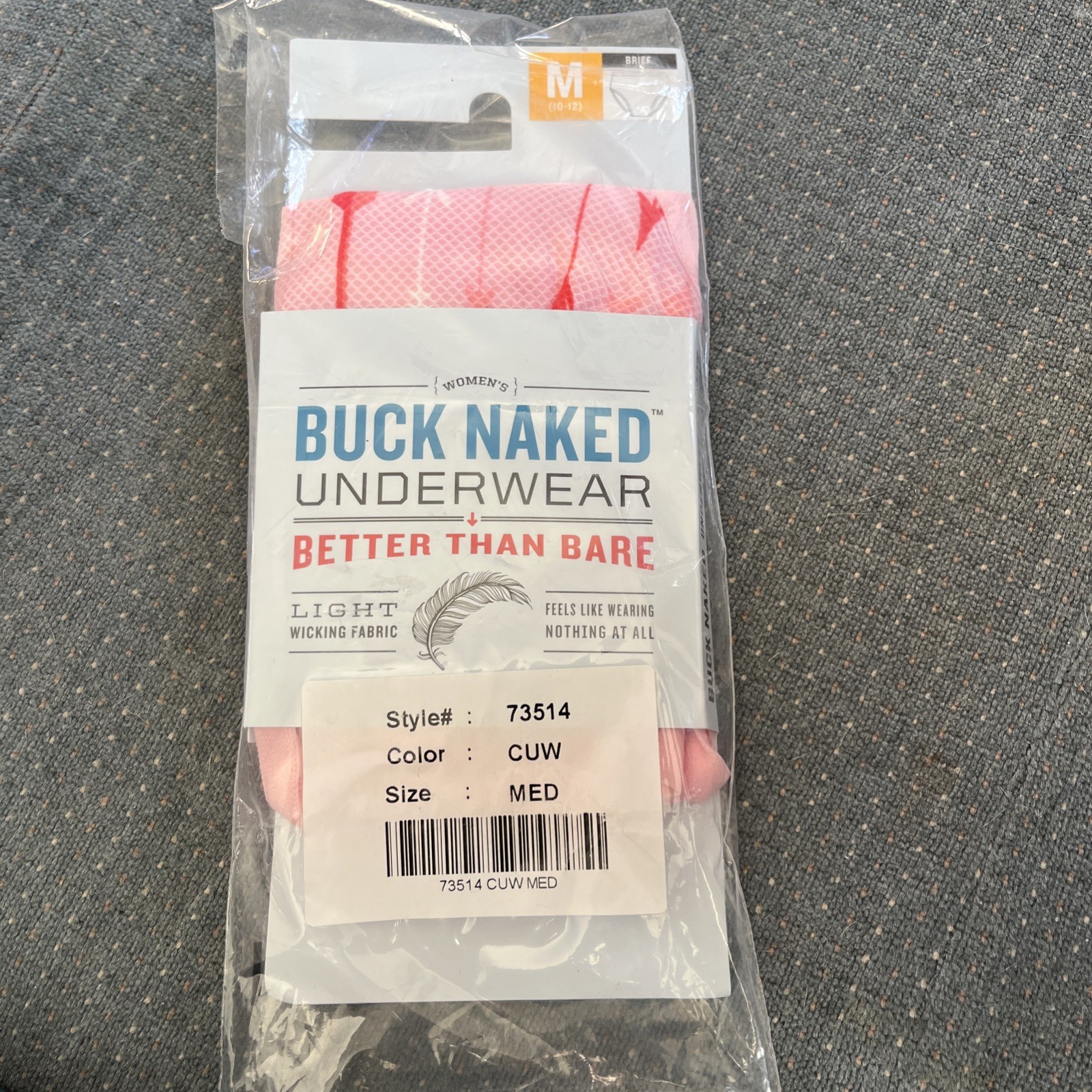 Duluth Trading Co WM Buck Naked NWT Briefs Pink Size M Light Wicking Fabric