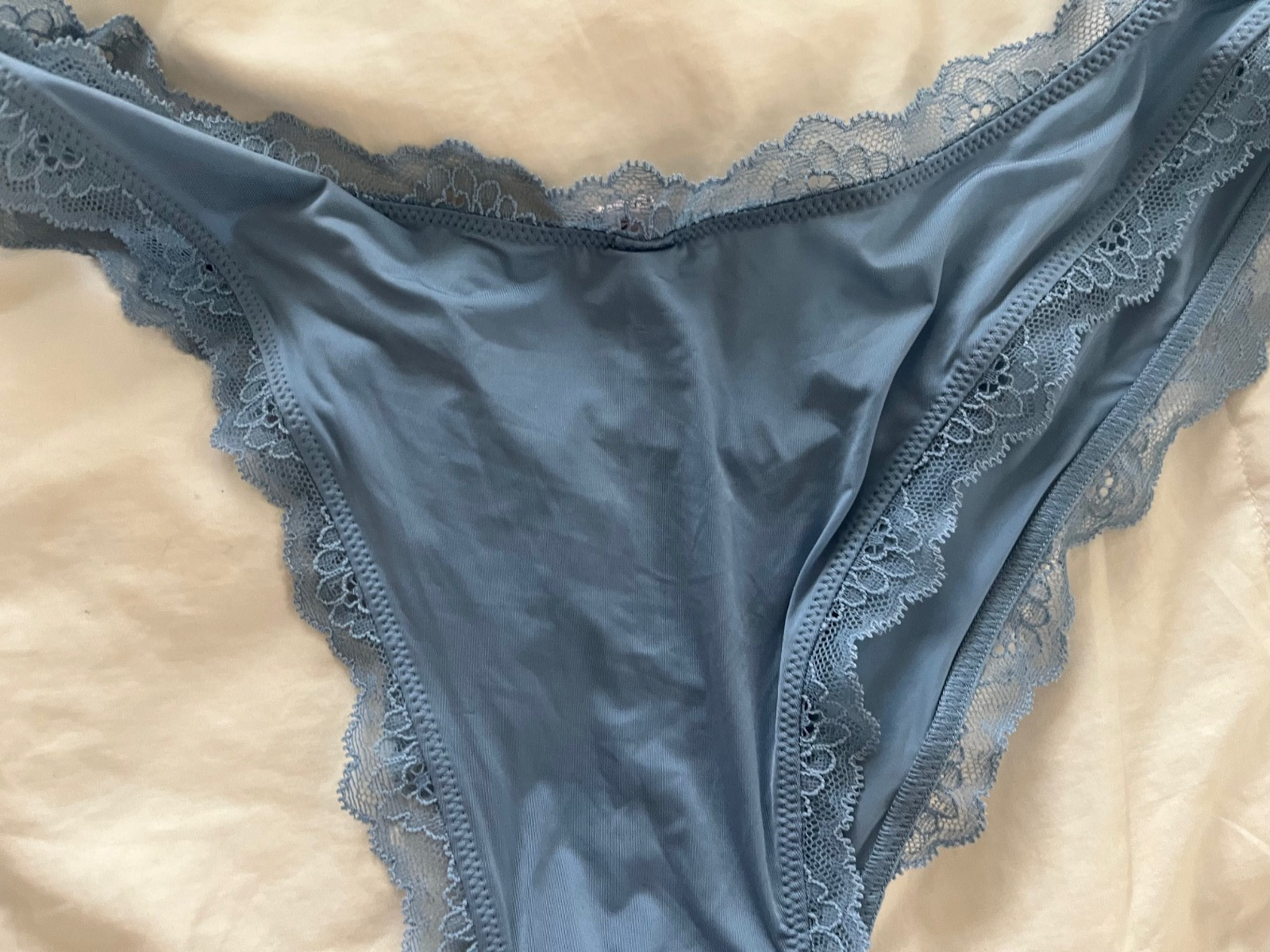 Victorias Secret Large Blue Dream Angel High Leg Brazillian Slip Panties RN54867