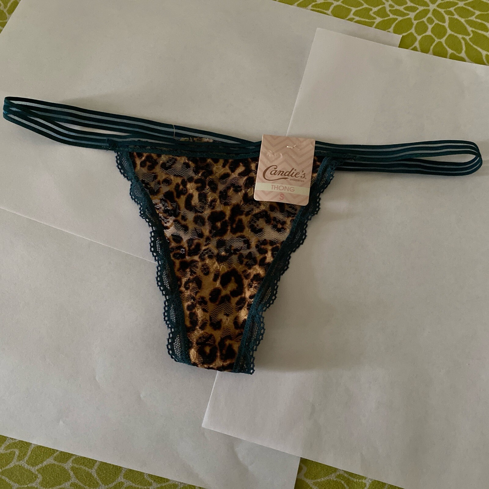 Vintage New Candies Brand Leopard Print Thong Small